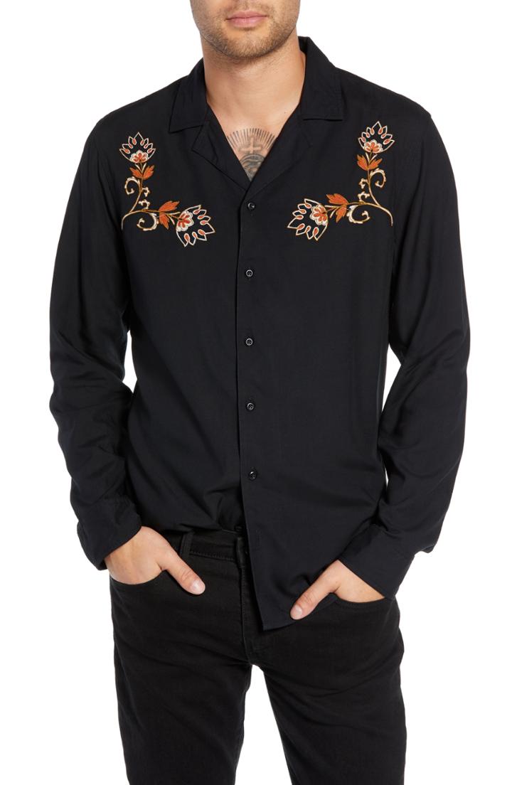 Men's The Rail Embroidered Woven Shirt - Black