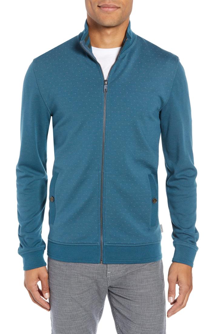 Men's Ted Baker London Robine Knit Jacket (l) - Blue/green