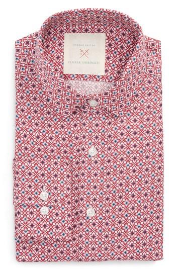 Men's Strong Suit By Ilaria Urbinati Edmond Slim Fit Medallion Dress Shirt .5r - Red