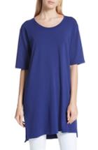 Women's Eileen Fisher Stretch Organic Cotton Jersey Tunic, Size - Blue