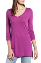 Petite Women's Halogen Long Sleeve Lightweight Tunic, Size P - Purple