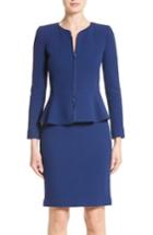 Women's Armani Collezioni Double Crepe Peplum Jacket Us / 40 It - Blue
