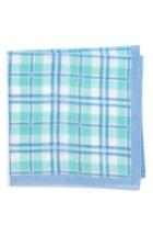 Men's Nordstrom Men's Shop Leoni Plaid Silk & Cotton Pocket Square, Size - Green