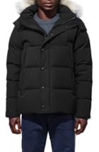 Men's Canada Goose Wyndham Fusion Fit Genuine Coyote Fur Trim Down Jacket - Black