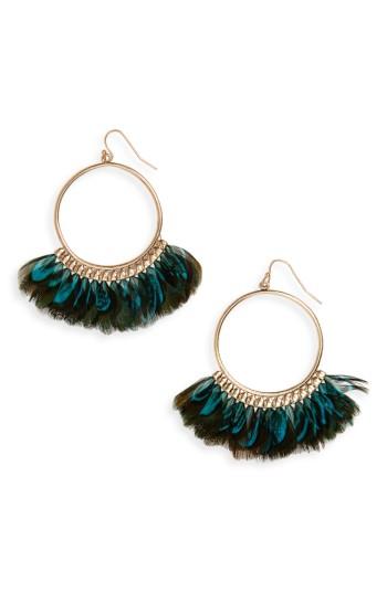 Women's Canvas Jewelry Feather Hoop Earrings