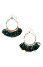 Women's Canvas Jewelry Feather Hoop Earrings