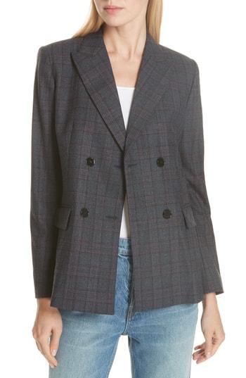 Women's Sandro Oscar Plaid Jacket Us / 34 Fr - Blue