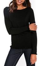 Women's Wallis Ruffle Trim Sweater Us / 10 Uk - Black