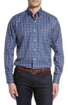 Men's Peter Millar Nanoluxe Pinwheel Regular Fit Check Sport Shirt, Size - Blue