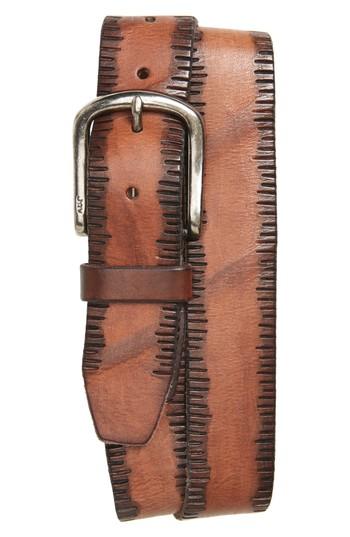 Men's John Varvatos Star Usa Etched Edge Leather Belt - Wood Brown