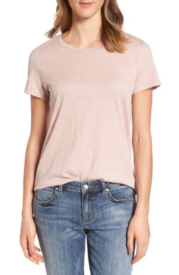 Petite Women's Caslon Slub Crewneck Tee, Size P - Pink