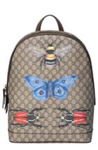 Gucci Insect Print Gg Supreme Canvas Backpack - White