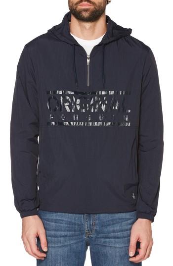 Men's Original Penguin Logo Cagoule Jacket - Blue