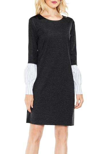 Women's Vince Camuto Bubble Sleeve Mix Media Dress, Size - Grey
