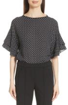 Women's Michael Kors Polka Dot Silk Georgette Blouse - Black
