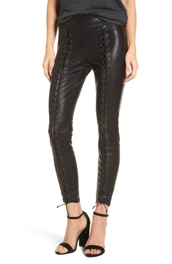 Women's Blanknyc Lace-up Faux Leather Pants - Black
