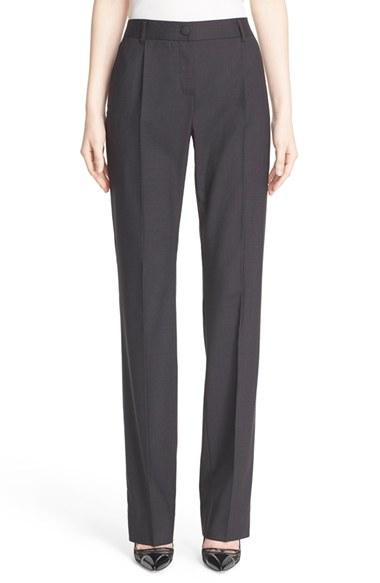 Women's Dolce & Gabbana Straight Leg Stretch Wool Pants Us / 38 It - Black
