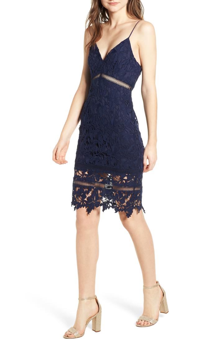 Women's Lela Rose Lace Hem Fit & Flare Dress