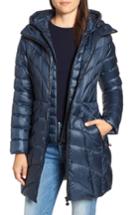 Women's Bernardo Glossy Quilted Walker Coat, Size - Blue