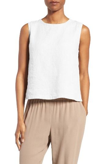Women's Eileen Fisher Linen Shell, Size - White
