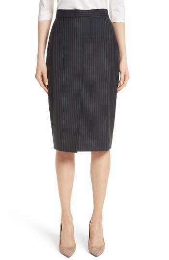 Women's Max Mara Abba Pinstripe Pencil Skirt - Blue