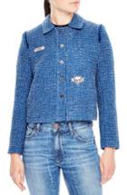 Women's Sandro Tweed Crop Jacket - Blue