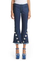 Women's Marques'almeida Button Trim Crop Flare Jeans Us / 6 Uk - Blue
