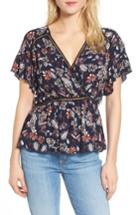 Women's Ella Moss Floral Surplice Top - Blue