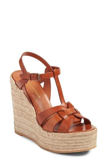 Women's Saint Laurent Tribute Espadrille Wedge .5us / 34.5eu - Brown