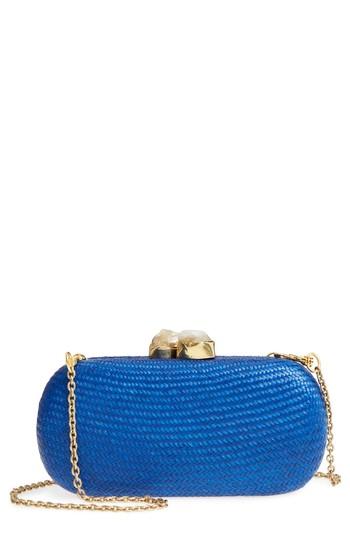 Nordstrom Woven Straw Minaudiere - Blue