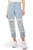 Women's Topshop Ripped Sequin Knee Mom Jeans X 30 - Blue