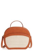 Sole Society Woven Panel Oval Canteen Faux Leather Satchel - Brown