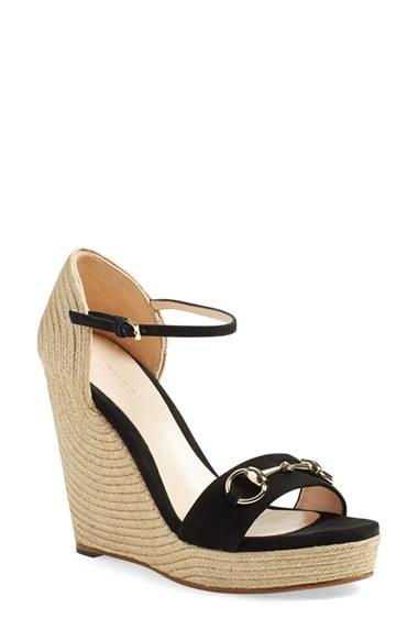 Women's Gucci 'carolina' Ankle Strap Wedge