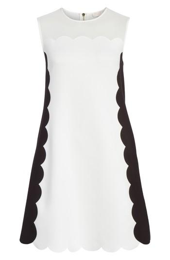 Women's Ted Baker London Contrast Scallop Overlay A-line Dress