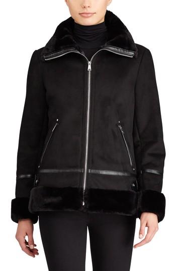 Women's Lauren Ralph Lauren Faux Shearling Bomber Jacket