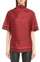 Women's Loewe Logo Print Tie Back Blouse, Size - Burgundy