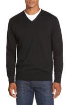 Men's Peter Millar Silk Blend V-neck Sweater - Black