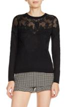 Women's Maje Lace Inset Sweater - Black