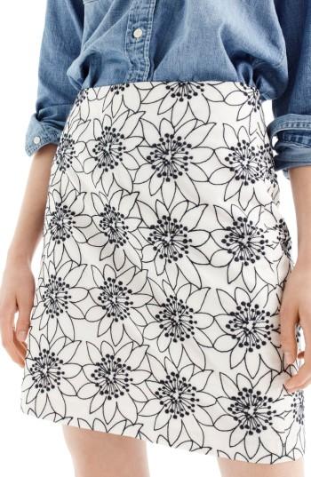 Women's J.crew Embroidered Floral Miniskirt