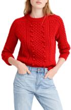 Women's J.crew Popcorn Cable Knit Sweater, Size - Red
