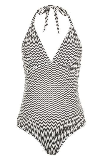 Women's Topshop Zigzag Halter One-piece Maternity Swimsuit