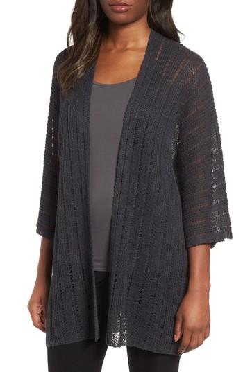 Women's Eileen Fisher Organic Linen Blend Kimono Cardigan, Size - Grey