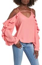 Women's Leith Cold Shoulder Ruffle Top - Coral