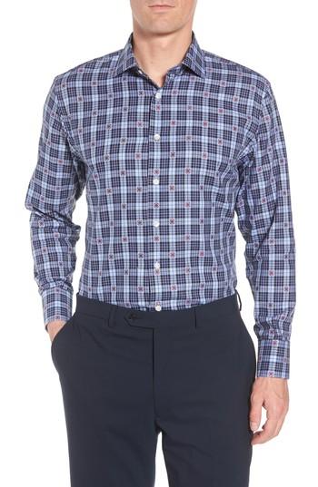 Men's John W. Nordstrom Traditional Fit Plaid Dress Shirt - Blue