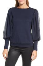 Women's Gibson Mesh Bishop Sleeve Ponte Top - Blue