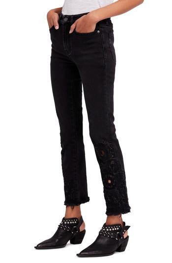 Women's Free People Cutwork Cigarette Jeans - Black