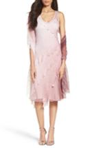 Women's Komarov Chiffon Handkerchief Hem Dress With Shawl - Pink