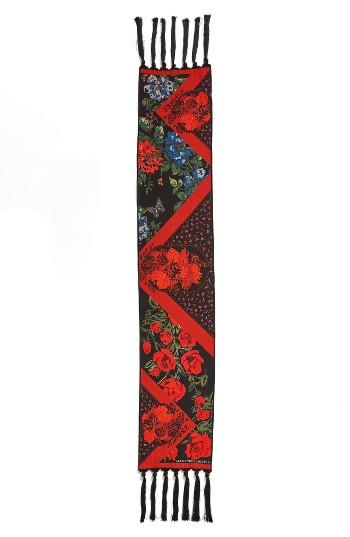 Women's Alexander Mcqueen Floral Silk Scarf, Size - Black