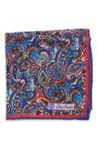 Men's David Donahue Paisley Wool & Silk Pocket Square, Size - Red