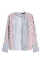 Women's Halogen Mixed Stripe Cotton Shirt, Size - White